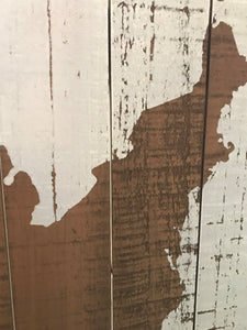 RUSTIC...SIMPLE...AND SO, SO PRETTY! CONTINENTAL USA PLANKED-WOOD/ WHITE-DISTRESSED PAINT WALL DECOR (HUGE AND HEAVY-DUTY)