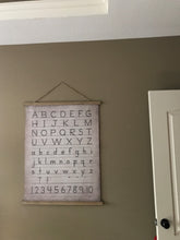 HUGE, DESIGNER TOP-QUALITY ALPHABET/NUMBERS SCHOOLHOUSE-STYLE HANGING LINEN TAPESTRY WALL DECOR