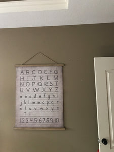 HUGE, DESIGNER TOP-QUALITY ALPHABET/NUMBERS SCHOOLHOUSE-STYLE HANGING LINEN TAPESTRY WALL DECOR
