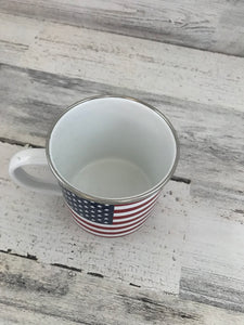 STARRY-AND-STRIPE-Y ENAMEL MUG:  RED, WHITE, AND BLUE-TIFUL!
