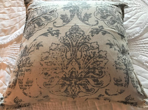 GORGEOUS GRAY-DAMASK DESIGNER THROW PILLOW