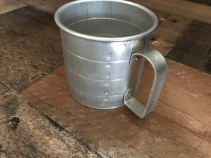 VINTAGE SMALL, ONE-CUP ALUMINUM DRY INGREDIENTS MEASURING CUP