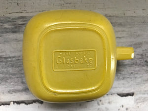 CHARMING VINTAGE GLASSBAKE YELLOW SQUARE CUP (MID-CENTURY)