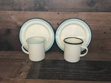 CLASSIC CHILDREN'S ENAMEL PLATE/MUG SET (VINTAGE LOOK, BUT BRAND-NEW)