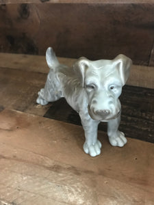 CHARMING VINTAGE GRAY GLASS DOG