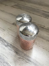 LIGHTWEIGHT, TWO-TONE HAMMERED COPPER/SHINY SILVER SALT AND PEPPER SET