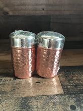 LIGHTWEIGHT, TWO-TONE HAMMERED COPPER/SHINY SILVER SALT AND PEPPER SET