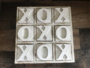 HEAVY-DUTY COFFEE TABLE WOOD TIC TAC TOE SET (BEAUTIFUL DISTRESSED-IVORY)