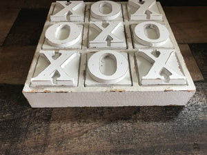 HEAVY-DUTY COFFEE TABLE WOOD TIC TAC TOE SET (BEAUTIFUL DISTRESSED-IVORY)