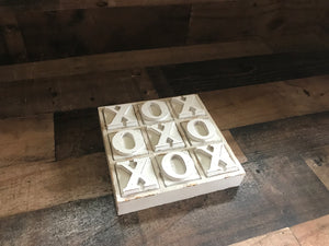 HEAVY-DUTY COFFEE TABLE WOOD TIC TAC TOE SET (BEAUTIFUL DISTRESSED-IVORY)