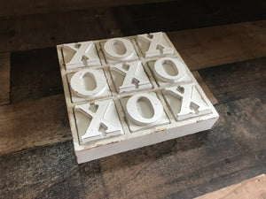 HEAVY-DUTY COFFEE TABLE WOOD TIC TAC TOE SET (BEAUTIFUL DISTRESSED-IVORY)