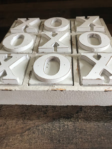 HEAVY-DUTY COFFEE TABLE WOOD TIC TAC TOE SET (BEAUTIFUL DISTRESSED-IVORY)