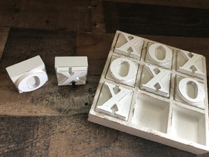 HEAVY-DUTY COFFEE TABLE WOOD TIC TAC TOE SET (BEAUTIFUL DISTRESSED-IVORY)