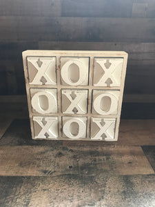 HEAVY-DUTY COFFEE TABLE WOOD TIC TAC TOE SET (BEAUTIFUL DISTRESSED-IVORY)