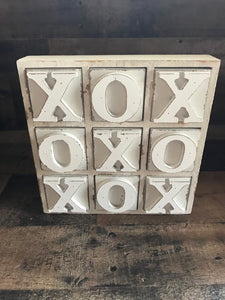 HEAVY-DUTY COFFEE TABLE WOOD TIC TAC TOE SET (BEAUTIFUL DISTRESSED-IVORY)