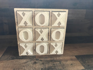 HEAVY-DUTY COFFEE TABLE WOOD TIC TAC TOE SET (BEAUTIFUL DISTRESSED-IVORY)