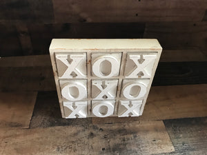 HEAVY-DUTY COFFEE TABLE WOOD TIC TAC TOE SET (BEAUTIFUL DISTRESSED-IVORY)