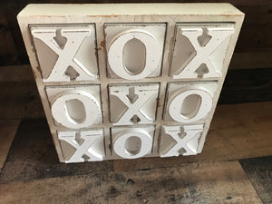 HEAVY-DUTY COFFEE TABLE WOOD TIC TAC TOE SET (BEAUTIFUL DISTRESSED-IVORY)