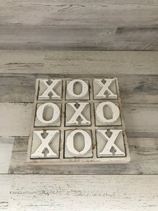 HEAVY-DUTY COFFEE TABLE WOOD TIC TAC TOE SET (BEAUTIFUL DISTRESSED-IVORY)