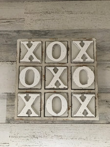 HEAVY-DUTY COFFEE TABLE WOOD TIC TAC TOE SET (BEAUTIFUL DISTRESSED-IVORY)