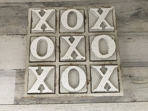 HEAVY-DUTY COFFEE TABLE WOOD TIC TAC TOE SET (BEAUTIFUL DISTRESSED-IVORY)