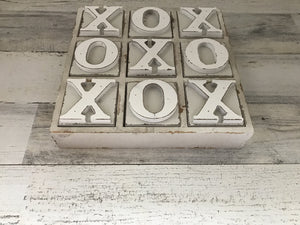 HEAVY-DUTY COFFEE TABLE WOOD TIC TAC TOE SET (BEAUTIFUL DISTRESSED-IVORY)