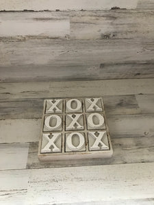 HEAVY-DUTY COFFEE TABLE WOOD TIC TAC TOE SET (BEAUTIFUL DISTRESSED-IVORY)