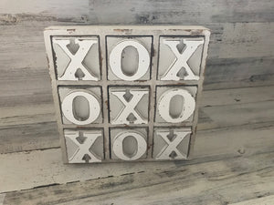 HEAVY-DUTY COFFEE TABLE WOOD TIC TAC TOE SET (BEAUTIFUL DISTRESSED-IVORY)