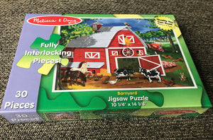 CHILDREN'S 30-PIECE BUSY AND BEAUTIFUL BARNYARD SCENE PUZZLE (MADE IN THE USA!)