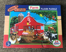 CHILDREN'S 24 JUMBO PIECES BIG BARN AND FARM ANIMALS FLOOR PUZZLE WOOD 'N THINGS FARM FLOOR PUZZLE 24 JUMBO PIECES