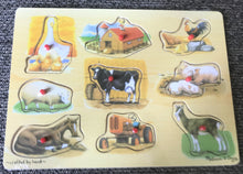 CHILDREN'S 9-PIECE WOODEN PEG PUZZLE GOOSE TO GOAT FUN FARM PUZZLE