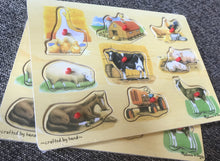 CHILDREN'S 9-PIECE WOODEN PEG PUZZLE GOOSE TO GOAT FUN FARM PUZZLE