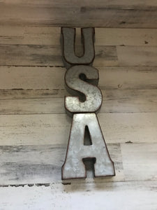 GALVANIZED "USA" LETTERS (PERFECT FOR YOUR HOME OR OFFICE OR THE FOURTH OF JULY DECOR)