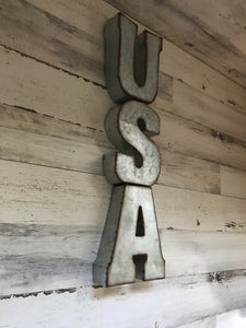 GALVANIZED "USA" LETTERS (PERFECT FOR YOUR HOME OR OFFICE OR THE FOURTH OF JULY DECOR)