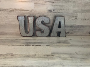 GALVANIZED "USA" LETTERS (PERFECT FOR YOUR HOME OR OFFICE OR THE FOURTH OF JULY DECOR)