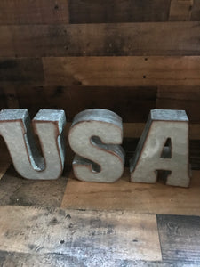 GALVANIZED "USA" LETTERS (PERFECT FOR YOUR HOME OR OFFICE OR THE FOURTH OF JULY DECOR)