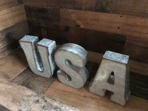 GALVANIZED "USA" LETTERS (PERFECT FOR YOUR HOME OR OFFICE OR THE FOURTH OF JULY DECOR)