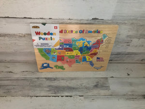 CHILDREN'S 50-PIECE WOOD UNITED STATES OF AMERICA/50-STATES PUZZLE WITH CAPITOLS