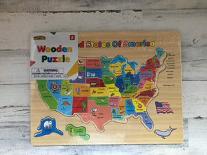 CHILDREN'S 50-PIECE WOOD UNITED STATES OF AMERICA/50-STATES PUZZLE WITH CAPITOLS