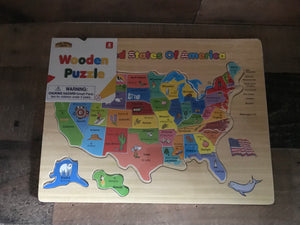 CHILDREN'S 50-PIECE WOOD UNITED STATES OF AMERICA/50-STATES PUZZLE WITH CAPITOLS