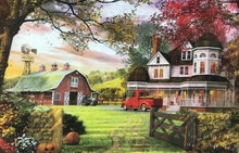 300 EXTRA-LARGE PIECE FAMILY/COUNTRY LIFE PUZZLE "OUT ON THE PRETTY PUMPKIN FARM" (MADE IN THE USA!)