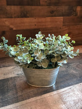 JUST THE  C U T E S T ! LITTLE BABY FAUX EUCALYPTUS PLANT IN A BITTY GALVANIZED BIN