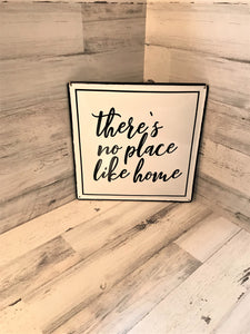 BLACK-AND-WHITE ENAMEL "THERE'S NO PLACE LIKE HOME" 14" SQUARE WALL DECOR