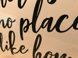 BLACK-AND-WHITE ENAMEL "THERE'S NO PLACE LIKE HOME" 14" SQUARE WALL DECOR