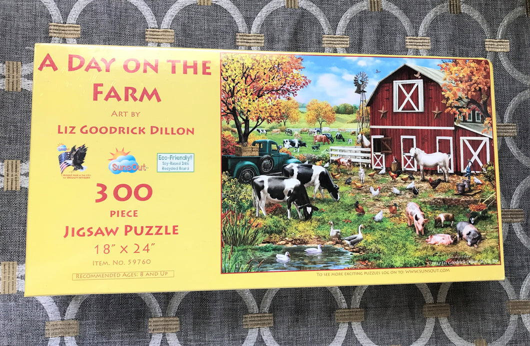 300-PIECE FUN ON THE FARM FAMILY-FRIENDLY PUZZLE MOO! NEIGH! BAA! QUACK! OINK! BRAWK! COCK-A-DOODLE-DO! (MADE IN THE USA!)