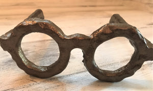 FUN AND FUNKY CAST-IRON GOLD SPECTACLES ACCENT DECOR