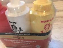 RETRO-STYLE 3-PIECE KETCHUP, MAYO, AND MUSTARD PLASTIC SQUEEZE BOTTLE SET