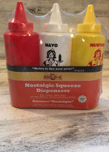 RETRO-STYLE 3-PIECE KETCHUP, MAYO, AND MUSTARD PLASTIC SQUEEZE BOTTLE SET