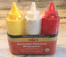 RETRO-STYLE 3-PIECE KETCHUP, MAYO, AND MUSTARD PLASTIC SQUEEZE BOTTLE SET