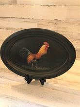 VERY SPECIAL! DISTRESSED-BROWN WOOD, VINTAGE FOG HORN ROOSTER OVAL PLATTER (FARMHOUSE DECOR AT ITS FINEST)